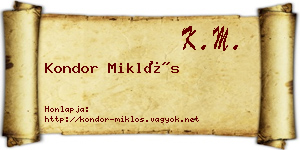 Kondor Miklós névjegykártya