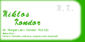 miklos kondor business card